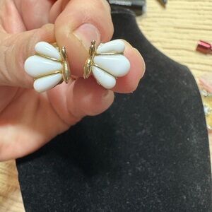 Avon Gold and White Earrings